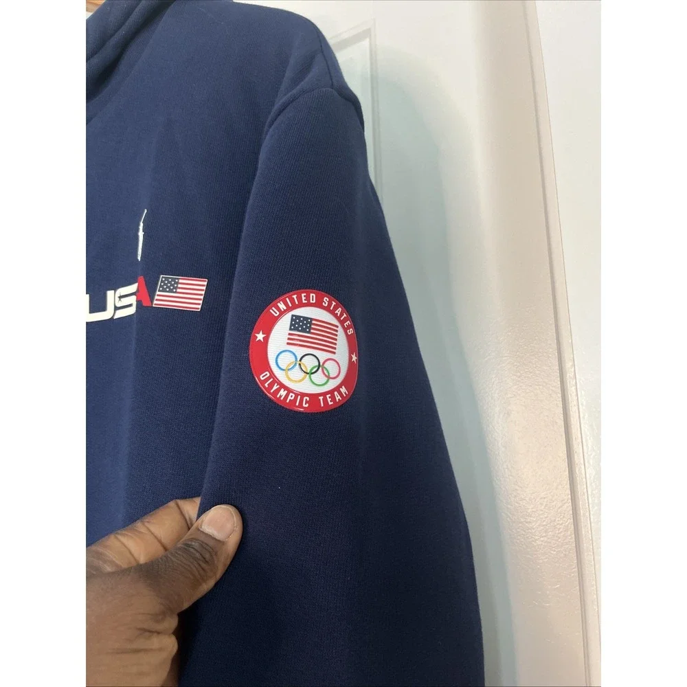 Polo Ralph Lauren Men Team USA 2026 olympics Fleece Full-Zip Hoodie L Blue USA